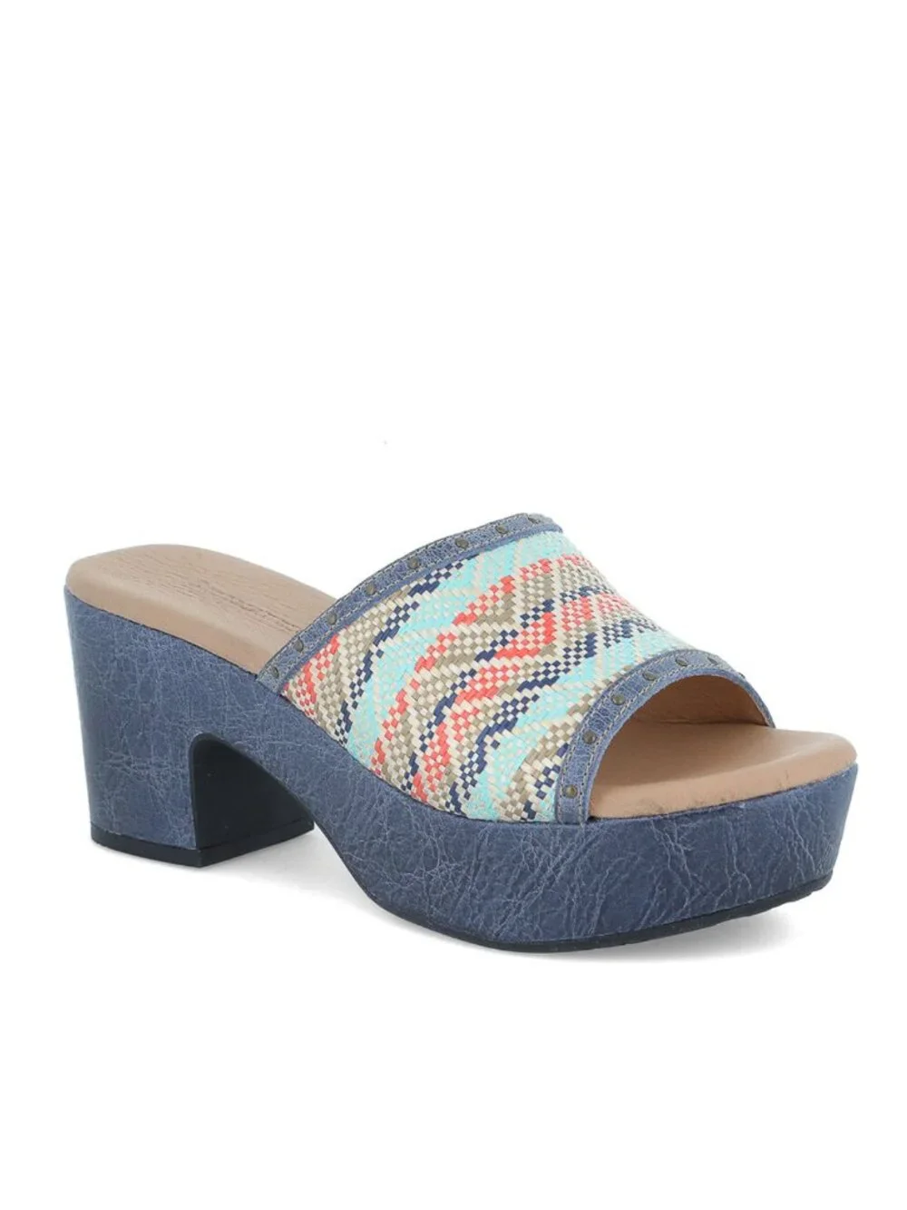 Chocolat Blu Sz. 7 Blue Combo Raffia Guro Platform Sandal